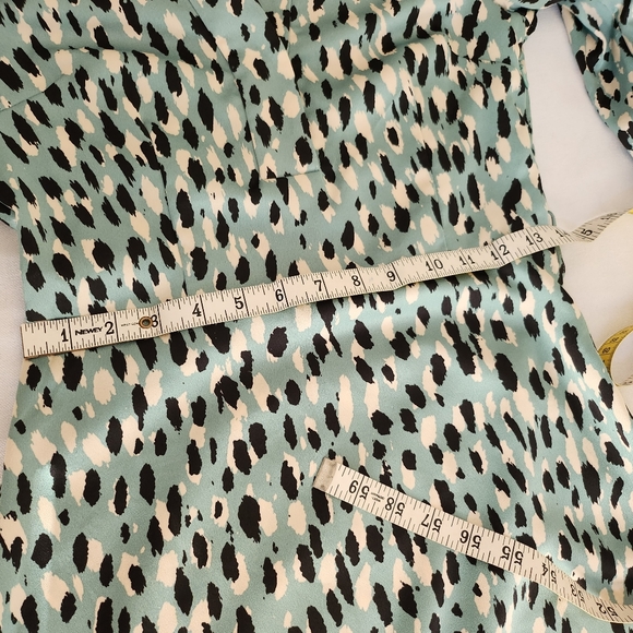 H&M NWT XXS mint green long sleeve dress, midi, white and black polka do… - Picture 10 of 12